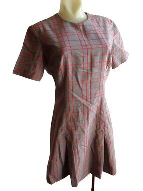 Hiphugger Scooter True Vintage Dress 8/10 1960's Gray/Red Plaid Joan Curtis M